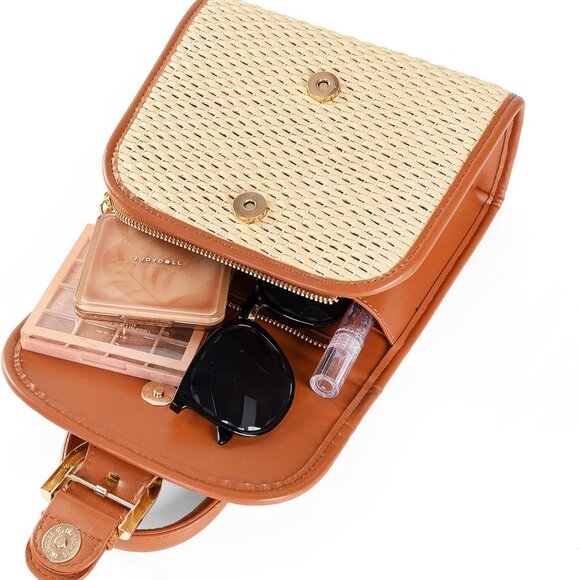 Retro Straw Woven Handbag Womens Small Cross Body Bag Shoulder Messenger Satchel - Picture 6 of 7